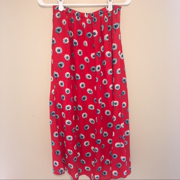 J Crew Factory Faux Wrap Pull On Midi Skirt with Slit - Picture 3 of 9